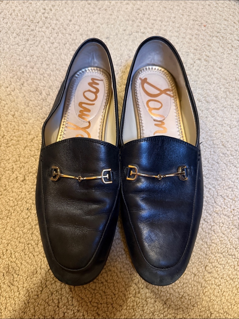 Sam Edelman Black Leather Slip-On Bit Loafers